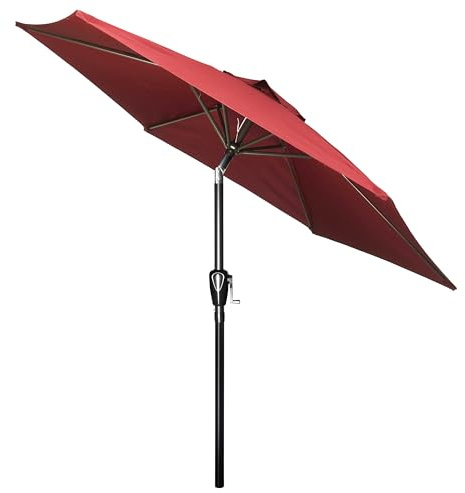 Simple Deluxe Parasol de terrasse de 2,3 m avec bouton-poussoir d'inclinaison, rouge