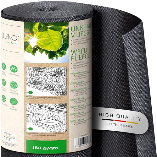 LILENO Home Bâche de Protection Anti-Mauvaises Herbes pour Jardin 200 m² [150 g/m²] Film Anti-Mauvaises Herbes pour Jardin perméable à l'eau [1 m x 200 m]