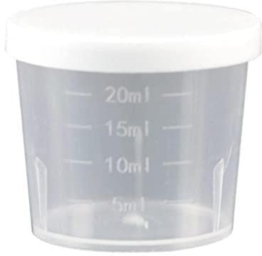 FROVOL Vaso medidor de medicamentos con tapa, 20/30/50 ml, para el hogar, anciano, multiusos, dispensador de medicamentos, vaso de plástico transparente