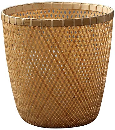 UPJAKS Poubelle Cuisine Bamboo Poubelle for Home Salon Creative Chinese Style Chambre Cuisine en rotin Papier Wastebasket Bambou Poubelles Corbeille à Papier