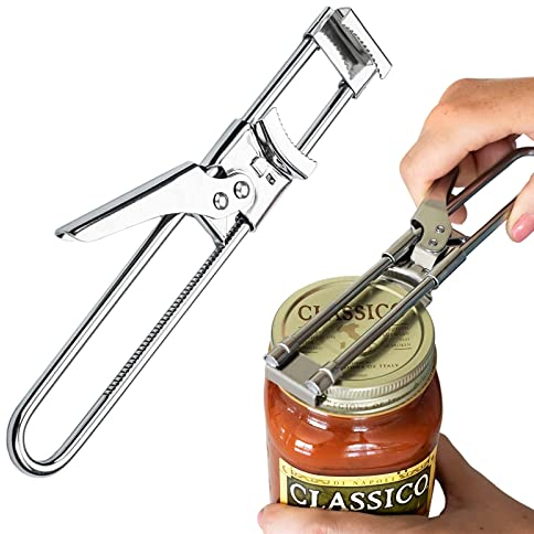Schraubdeckelöffner Edelstahl,Rutschfestes Design Flaschenöffner, Flaschenöffner Verstellbare,Küchenöffner,Deckelöffner für Schwache Hände,Senioren Mit Arthritis