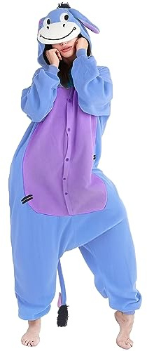 Kitimi Pyjama Onesie Adulte Animaux Déguisement Carnaval-Unisexe Animal Pyjamas Pilou Combinaison Vêtements Tenue Polaire Sleepwear Jumpsuit Costume Femme Homme Cosplay Fête Robe Loungewear (L)