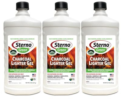Sterno Fire Starter Ethanol Gel - Charcoal Lighter Fluid Fuel - Concentrated Ethanol Fuel for Fireplace - All-Weather Ethanol Burner for Outdoor, 22 Oz Each, Pack of 3 Bottles