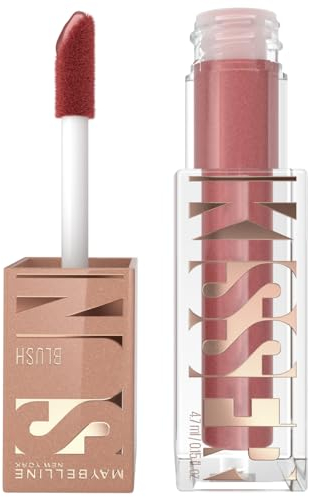 Maybelline New York Sunkisser Blush, Flüssiger Blush für sonnengeküssten Glow, Rouge mit lichtreflektierenden Perlen und Pigmenten, Zartschmelzende Formel mit Vitamin E, 06 Blazing Blush, 4,7 ml