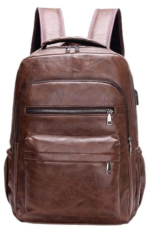 Easnea Mochila de Piel Sintética con Puerto USB - Bolsa de Negocios para Laptop y Viajes Universitaria para Mujeres
