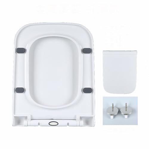 Giural Toilettendeckel, WC Sitz Eckig Mit Absenkautomatik, Klodeckel Aus Duroplast, Quadratischer WC Sitz Einfache Befestigung Oben, Klobrille Mit Verstellbaren Scharnieren, Weiß,35.5 * 45cm