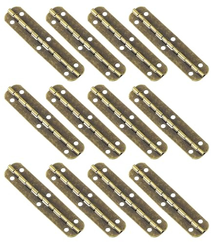 sourcing map Metal Piano Hinges 180 Degree Long Folding Hinges with Screws for Wooden Box, Cabinet Closet, 65x15mm Bronze, 12 Pcs