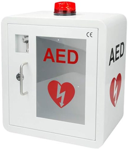 AED Schrank, Erste Hilfe AED Defibrillator Wandschrank mit Schlüssel und Alarm, Design mit Abgerundeten Ecken für Zuhause, Büro, Krankenpflege, für die meisten AED Modelle(Color:Abschließbares B)