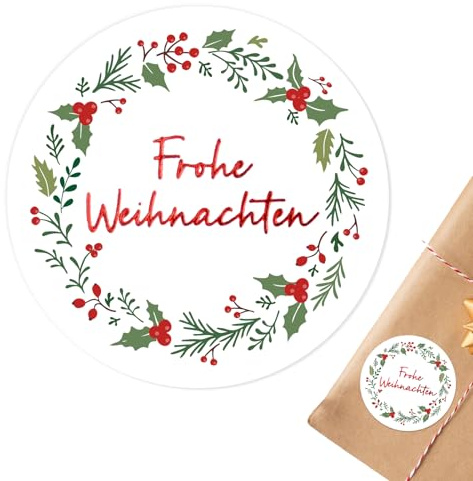 120 Stk 4cm Weihnachtsaufkleber Selbstklebend Aufkleber Weihnachten Etiketten Marmeladenglas Sticker Weihnachtssticker Geschenksticker für Geschenktüten Gewürzetiketten Geschenkaufkleber (Rot-grün)