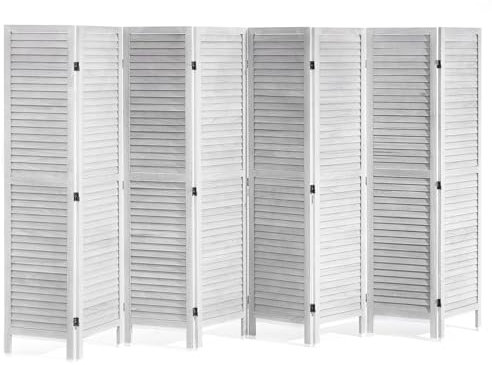 VEVOR Wood Room Divider, 8 Panel Wood Folding Privacy Screen, 66.9 Inches Tall Indoor Louvered Wooden Partition, Portable Decoration Screen, for Room Separation, Home, Office, Restaurant & Bedroom