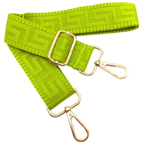 Justerbar Färgglad axelrem för Kvinnor Handväskor Gulgrön, 80-130 cm Handväskrem med Guld Karbinhake, Hållbar för Crossbody Väska, Gitarr, Moderna Väskor Tillbehör, 3,8 cm, 1311