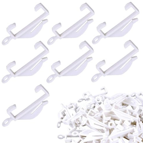 50 Pack White Plastic Curtain Hooks - Smooth Gliding Rail Clips for Window & Door Curtains - Universal Fit for Most Tracks & Rods - Includes Shower Curtain Hooks (2 Inch)