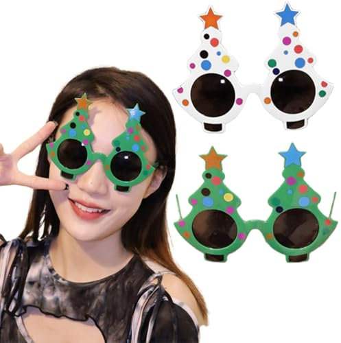 Christmas Glasses Art the Clown Christmas Tree Decoration Glasses Xmas Eyeglasses Anime Cosplay Costume Accessories Props Eyewear Creative Glasses for Christmas Parties Gifts Essentials UK (Green)