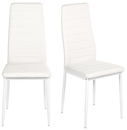 GOKHOMX Küchenstühle 2er Set Stuhl Weiß Mit Ziernähten küchenstühle Für Esszimmer-,Küchen- und Büromöbel,Metallbeine, Weiß