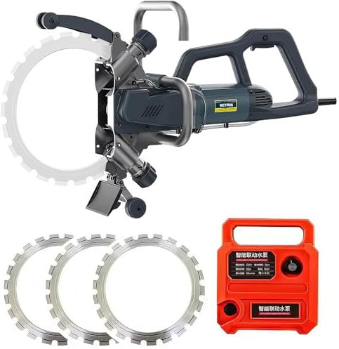 Scie Circulaire électrique 8800 W Scie Annulaire Béton Avec Pompe à Eau De Liaison,Profondeur De Coupe 27 Cm,Machine Découpe Pour Rainures Murales Pour Granit,Porcelaine,Bois,3xblade