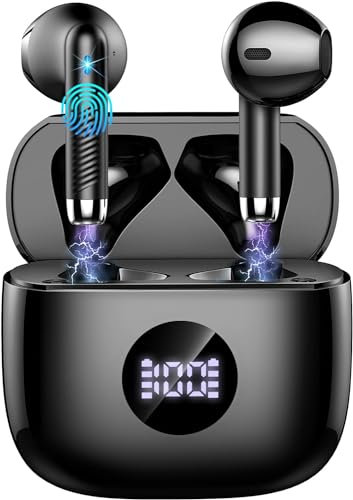Cuffie Bluetooth Auricolari Bluetooth 5.4, Cuffie Wireless con 4 ENC Cancellazione Rumore Mic, Cuffie in Ear 40 Ore di Riproduzione, Cuffie Senza Filo HiFi Stereo IP7 Impermeabili nero