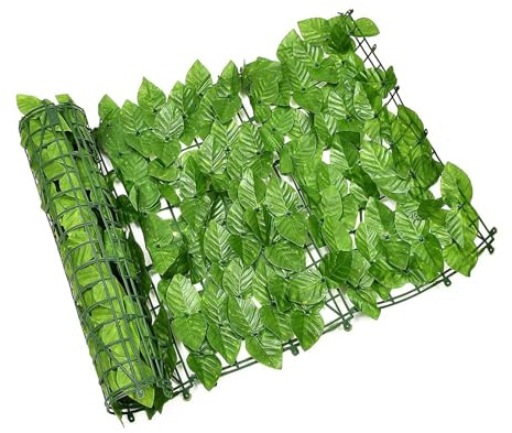 Artificial Ivy Fence Screening-Privacy Screen Garden, Leaf Hedge Fence Screen, UV Fade Protection For Wall Landscaping Balcony Garden Outdoor Decor (0.5m*3.0m Appleleaf)