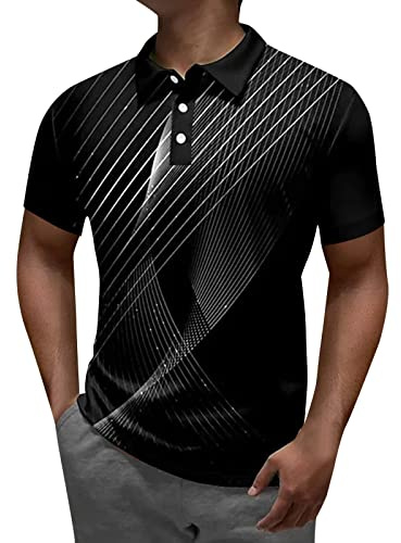 Reloj de pulsera inalámbrico para hombre, estampado a rayas, moda de verano, informal, impresión digital 3D, botón de solapa, camisa de manga corta para hombre, manga larga, con bolsillo en el pecho