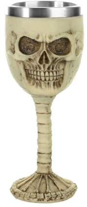 Stainless Steel Skull Wine Goblet Resin Skeletal Beer Cup Gothic Viking Warrior Skull Mug Medieval Drinkware Wineglasses Sacrifice Wine Chalice Cup Whiskey Cocktail Drinking Mug Halloween Bar Decor