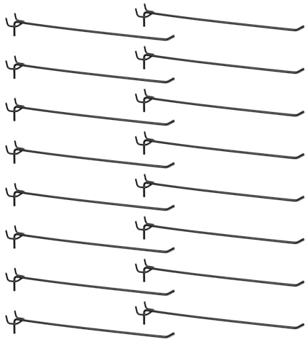 QUARKZMAN 100 Piezas Ganchos Para Tablero Perforado 12 Acero Inoxidable Ganchos Para Colgar Organizador De Herramientas Para Garaje Cocina Tienda Negro