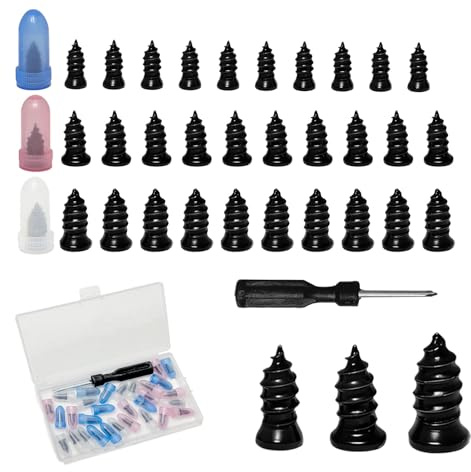 JOVIA 30-Piece Tire Repair Screw Kit, Tire Repair Tool Kit, Including Rubber Plugs and Screwdriver, for Quick Repairs, Suitable for Cars, Motorcycles, SUVs,and Trucks (10 Small + 10 Medium + 10 Large)