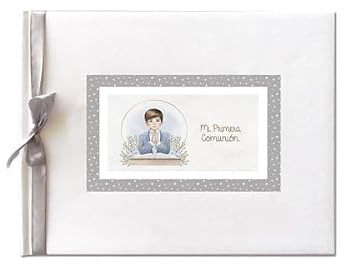 ARGUVAL Libro de firmas Comunión niño Orla, 27,5 x 23 cm, 64 páginas, Libro de Invitados, Libro de firmas, Recuerdo comunión, Libro Blanco para firmas Fotos, Álbum Recuerdo, comunión