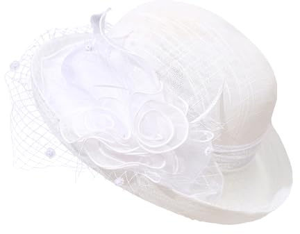 JIAHG Organza Derbyhut Damen Blumen Sonnenhut Hochzeits Kirchhut Fascinator Partyhut Strandhut für Teeparty und Anlässe