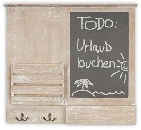 levandeo Memoboard B x H x T: 52x47x6cm Holz Braun Briefablage 4 Haken Shabby Chic Vintage Tafel Landhausstil