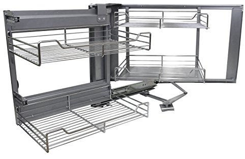 Corner Pull Out Baskets Shelving Unit for Kitchen Storage Cabinet Width 900-1000mm Left Hand Corner Kitchen Pull Out Baskets, 90-100cm Cabinet, 4 Metal Slide Out Storage Drawers…