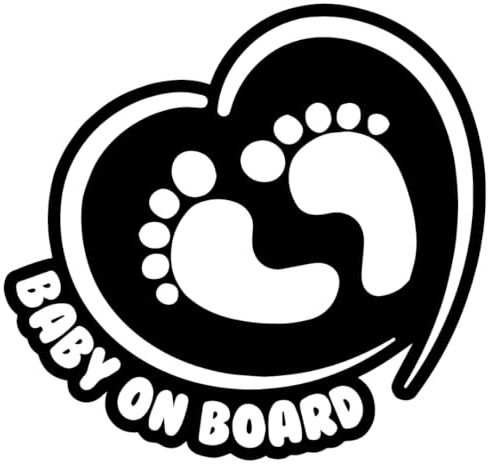 TOTOMO Baby an Bord Aufkleber - lustiges niedliches Sicherheits-Vorsicht-Abziehbild-Zeichen für Autoscheiben und Stoßstangen - Footprint in Heart ALI-038