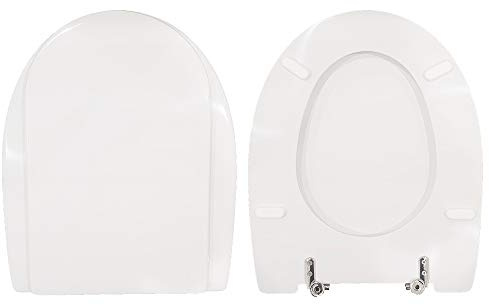 Copriwater Ideal Standard Ala Come Originale, Tavoletta Wc In Legno Rivestito Di Poliestere Con Cerniere Fisse,Asse Wc Colore Bianco MADE IN ITALY