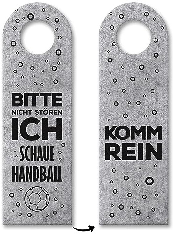trendaffe - Bitte Nicht stören, ich schaue Handball oder Komm rein Türhänger in Grau