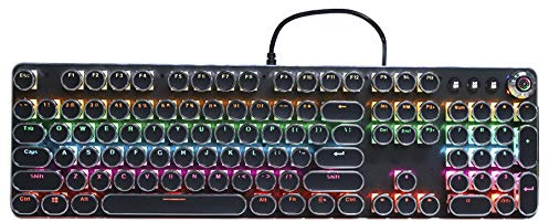 VBESTLIFE Mechanische Gaming-Tastatur mit Hintergrundbeleuchtung, galvanisierte Tastatur im Retro-Stil mit 104 Tasten, 30 Arten Lichteffekt Modische interessante und einzigartige Tastatur