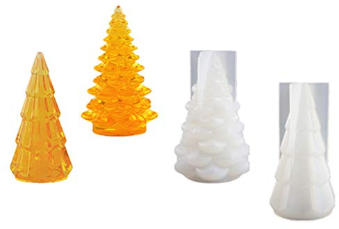 FineInno 2 Pc Silikonform Gießform Resin Cone Mold DIY Harz Casting Formen Kerzenhalter Epoxidharz Kristall Giessform Weihnachtsbaum Schmuck Machen (kleine Harzform)