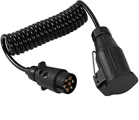Gobesty Anhängerkabel Verlängerung, Spiralkabel 7-13 Polig Anhänger Verlängerung Kabel für 12 V Hänger Systeme, Wohnwagen Wohnmobil PKW Anhänger Zubehör