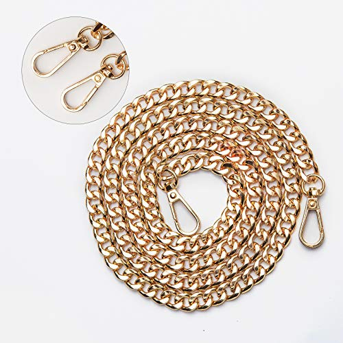 TAIYOU Taschenkette 120cm Handtaschenketten Flache Kette Tasche Schultergurt Ersatz Kette Gold Metall Schulterriemen für Damen Umhängetasche Geldbörse Handtaschen