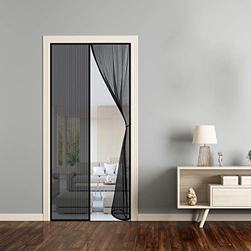 WEIZON Magnetic Fly Screen Door, 85x210cm, Let Fresh Air in, No Tools Required - Fits onto Single Doors, Sliding Doors, Campers & More (Black)