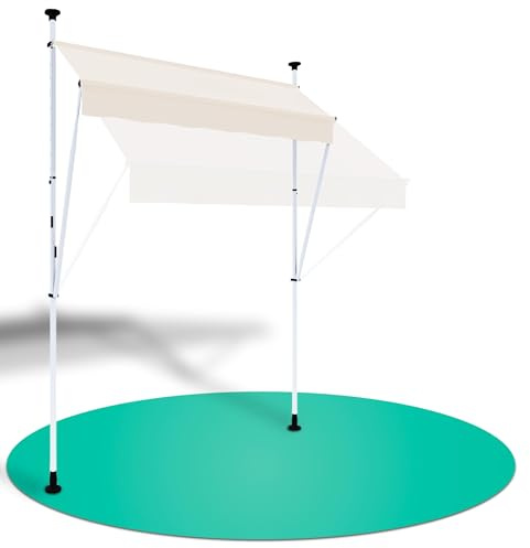 Strattore Auvent Rétractable Manuel de Jardin 350 x 120 cm - Hauteur réglable - sans perçage - Terrasse Balcon Store Banne Marquise Beige