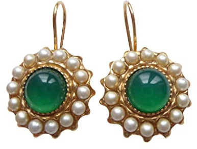 Elegante Achat-Ohrringe Hänger vergoldet Handarbeit Unikat Italien elegant Retro Vintage klassisch zeitlos schönes Geschenk Antik-Look altmodisch