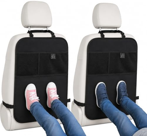 Enovoe Kick-Matten, Rücksitzschoner für Fahrzeuge, Rücksitzschoner für Kinder, 2 Stück, mehrere Taschen, Organizer, Rücksitzbezug für Kinder bieten Schutz Ihrer Polster vor Schlamm und Kratzern, Größe