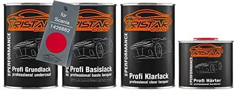 TRISTARcolor Autolack Set Dose spritzfertig für Scania 1426862 Red Grundlack + Basislack + 2K Klarlack 3,5L