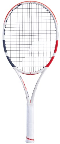 Babolat Pure Strike 103 Tennisschläger – besaitet mit 16 g weißem Babolat Syn Gut bei mittlerer Spannung (11,4 cm Griff)