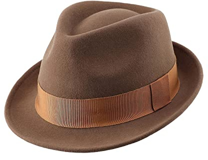 Home Prefer Chapeau d'hiver en Feutre de Laine pour Homme - Chapeau Fedora à Bord Court, Peau, 59 EU