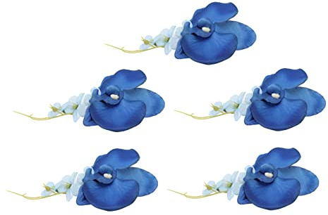 AUNMAS 5-teiliges Bräutigam-Ansteckblume-Set, Elegante Ansteckblume für Männer Hochzeitsblume Künstliche Blumen Lebensecht Dauerhaft Wiederverwendbar Künstliche Brosche Blume (Blau)