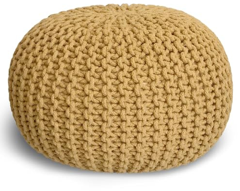 casamia Pouf Ø 55 o. 45 cm Strickhocker Sitzpouf Bodenkissen für Innen Indoor Größe ø 55 cm, Farbe gelb