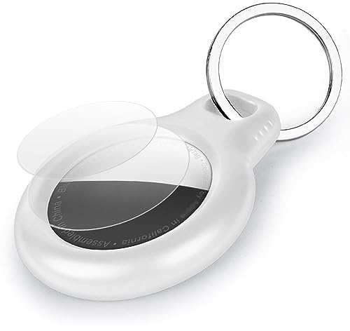 AXFEE Airtags Nyckelring i plast, Air Tag för GSP Apple-vit | Airtag-nyckelfodral för ryggsäckar och djur, bärbar, repfri, håller en stark signal