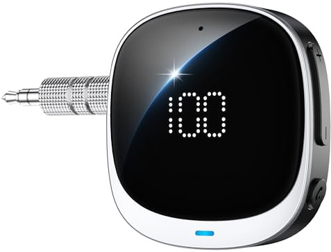COMSOON - Bluetooth-mottagare med display, brusreducerande Bluetooth 5.0 AUX-adapter, bärbar Bluetooth-biladapter