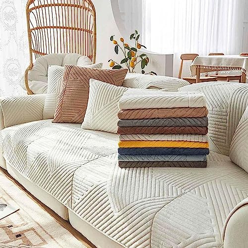 XRDSHY Samt Sofabezug rutschfeste Sofadecke，sofaschutz1 2 3 4-Seater L Shape Sofaschoner,Hund Katze Überwurf Hundedecke Ecksofa Sofa Schutzdecke Sofaschutz Hund Kratzschutz Katze,Weiß-70x120cm