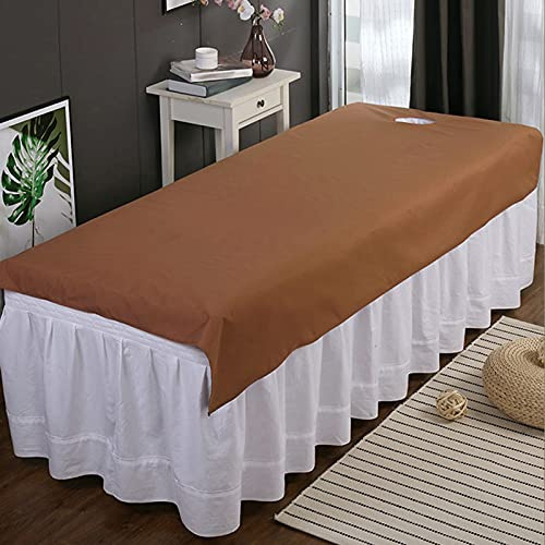Tissting Laken für Behandlungsliege mit Öffnung für Gesichtsausschnitt, 2 Stück 200x75cm/78.7x29.5 Zoll Massage Tisch Laken für Beauty Salon, Massage, Kosmetik Salon, Spa, Massageliege, Bett(Braun)