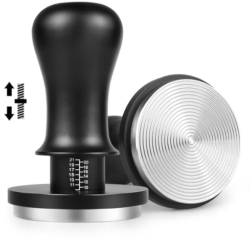 NOTSEK Coffee Tamper 54mm, Calibrated Spring Loaded 54mm Tamper with 30lbs Contact Pressure, 304 Stainless Steel Espresso Tamper Ripple Base for Sage Portafilter, Black